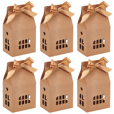 Hollow House Shaped Kraft Paper Candy Boxes CON-WH0105-12-1
