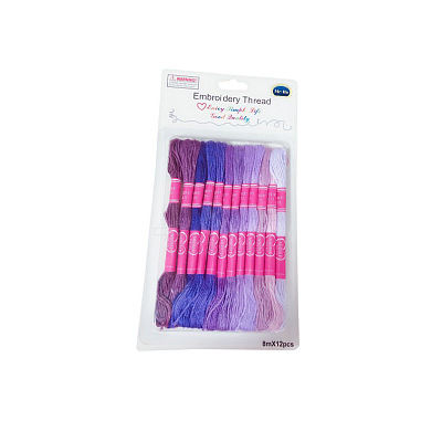 12 Skeins 12 Colors 6-Ply Polyester Embroidery Floss PW-WG76902-07-1