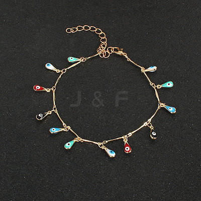 Alloy Colorful Enamel Charm Bar Link Chain Anklets for Women FS-WG66C6C-03-1