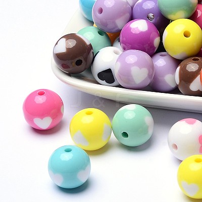 60Pcs Opaque Acrylic Beads MACR-SC0001-88-1