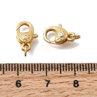 Brass Micro Pave Clear Cubic Zirconia Lobster Claw Clasps KK-G600-25G-04-1