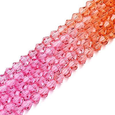 Gradient Color Baking Paint Glass Bead Strands DGLA-A039-T6mm-A04-1