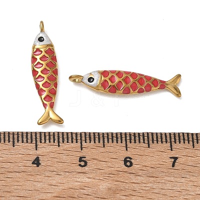 304 Stainless Steel with Red Enamel Pendants SA-CBA0FDA-01G-1