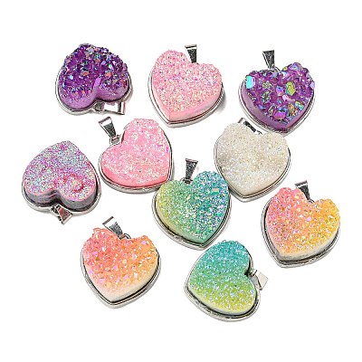 Eletroplated Natural Druzy Agate Pendants G-G131-01P-1
