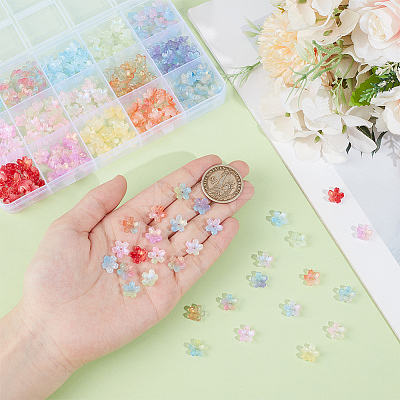300Pcs 15 Colors Glass Bead Caps GLAA-GO0001-26-1