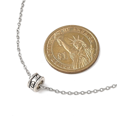 Alloy Disc with Heart Pendant 304 Stainless Steel Cable Chain Necklaces for Women NJEW-JN05639-1