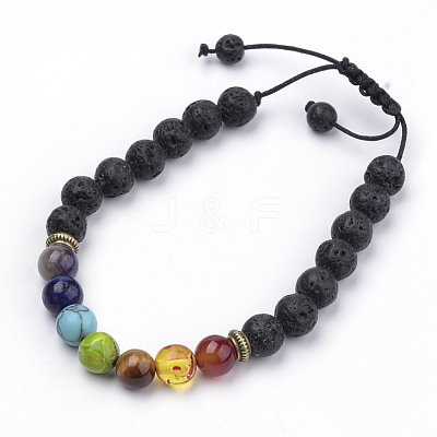 Natural Lava Rock Braided Bead Bracelets BJEW-R304-02-8mm-1