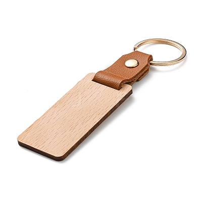 Wooden & Imitation Leather Pendant Keychain PW23041895871-1