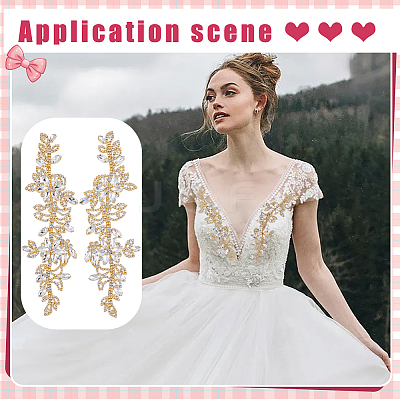 Brass Rhinestone Cloth Patches PATC-WH0031-003G-02-1