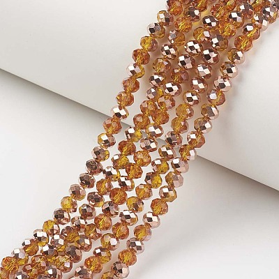 Electroplate Transparent Glass Beads Strands X-EGLA-A034-T8mm-N16-1