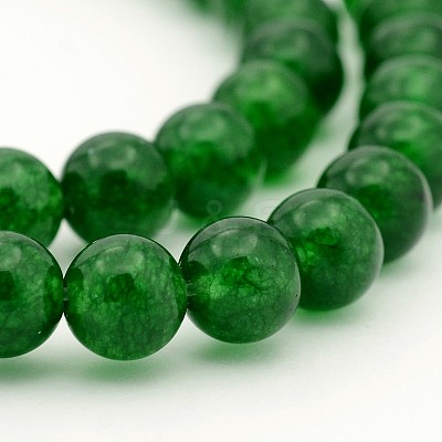 Dyed Natural White Jade Round Bead Strands G-J285-18-1
