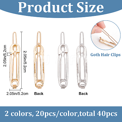 40Pcs 2 Colors Zinc Alloy Hair Pin PHAR-CP0001-09-1