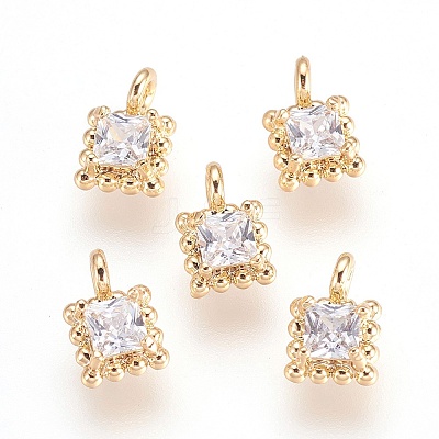Brass Cubic Zirconia Pendants X-KK-T014-67G-1