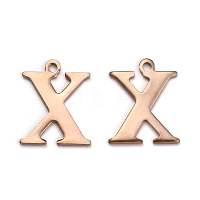 Ion Plating(IP) 304 Stainless Steel Alphabet Charms STAS-H122-X-RG-1