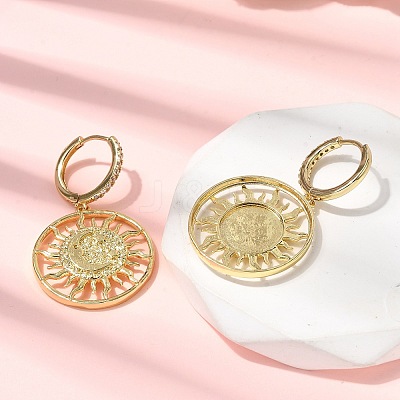 Sun Brass Hoop Earrings EJEW-H180-30B-G-1