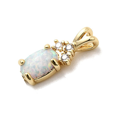 Synthetic Opal Flat Round Oval Charms KK-H089-05B-01-1