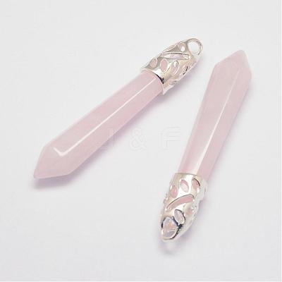 Natural Rose Quartz Big Pointed Pendants G-D860-C07-P-1