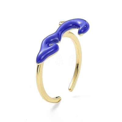 Brass Enamel Cuff Rings RJEW-P023-24G-1