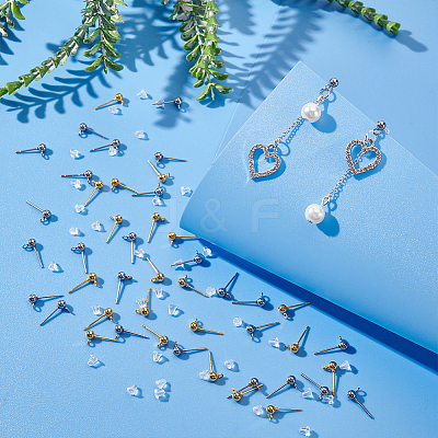 200Pcs 2 Styles Iron & 304 Stainless Steels Stud Earring Findings FIND-UN0003-46-1