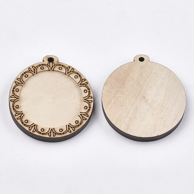 Wooden Pendant Cabochon Settings WOOD-S044-20A-1
