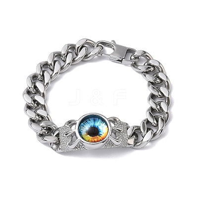 Eye 201/304 Stainless Steel Link Bracelets BJEW-F522-02P-03-1
