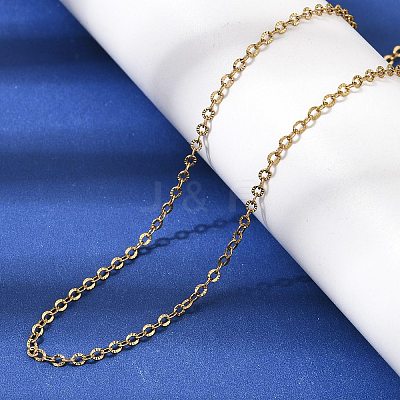 2.5MM Unisex 304 Stainless Steel Textured Cable Chain Necklaces NJEW-P356-13G-1