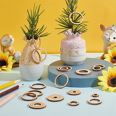 30 Sets Unfinished Wood Pieces Ring Set WOOD-PH0009-52-1