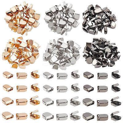 180Pcs 6 Style Zinc Alloy Ribbon Crimp Ends FIND-CA0004-51-1