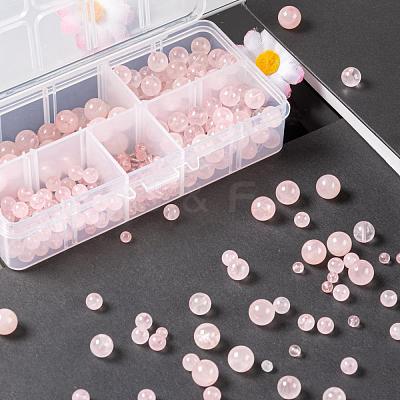 340Pcs 4 Sizes Natural Rose Quartz Beads Strands G-LS0001-13-1