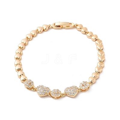 Brass Micro Pave Cubic Zirconia Link Chain Bracelets KK-R217-38G-1