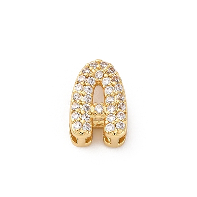 Brass Micro Pave Cubic Zirconia Beads KK-F895-19G-1