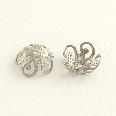 Tarnish Resistant 304 Stainless Steel 5-Petal Bead Caps STAS-R065-32-1