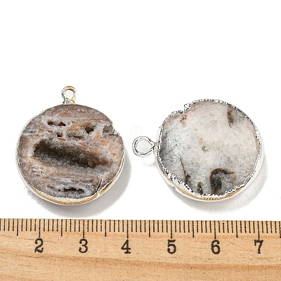 Electroplated Natural Druzy Agate Pendants G-A229-01F-1