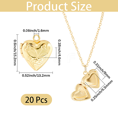20Pcs Brass Locket Pendants KK-SC0007-49-1