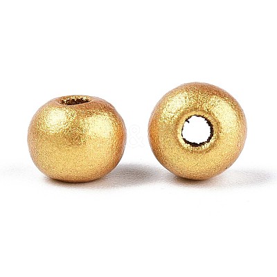 Spray Painted Round Natural Schima Wood Beads WOOD-A018-6mm-31-1