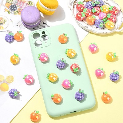 40Pcs 5 Styles UV Plating Opaque Resin Cabochons RESI-CJ0005-13-1