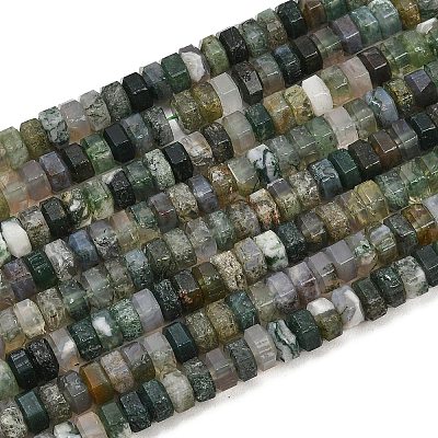 Natural Moss Agate Beads Strands G-G317-A26-3X6MM-1