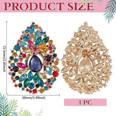 1Pc Alloy Rhinestone Brooches JEWB-MA0001-02A-1
