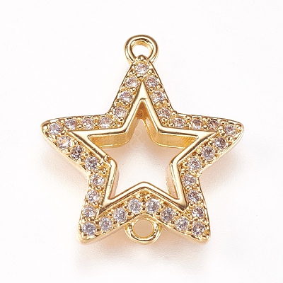 Brass Micro Pave Cubic Zirconia Links ZIRC-K073-02-01G-1