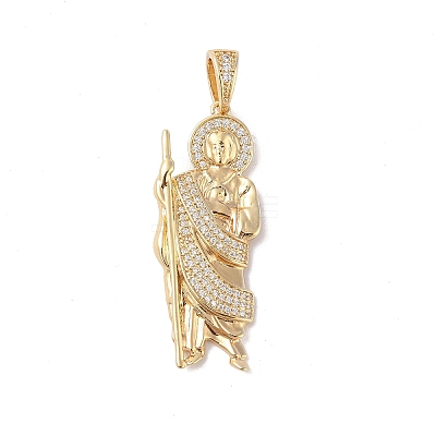 Brass Clear Cubic Zirconia Pendants KK-Z050-03G-06-1