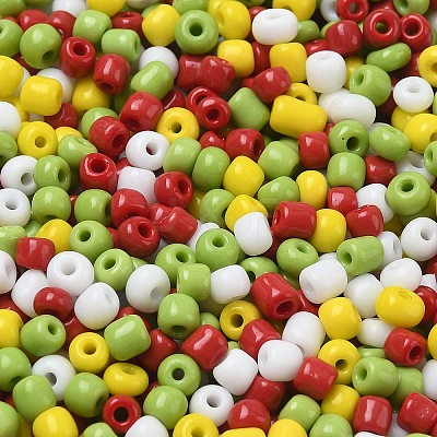 4 Colors Christmas 6/0 Glass Round Seed Beads SEED-X0058-03C-1