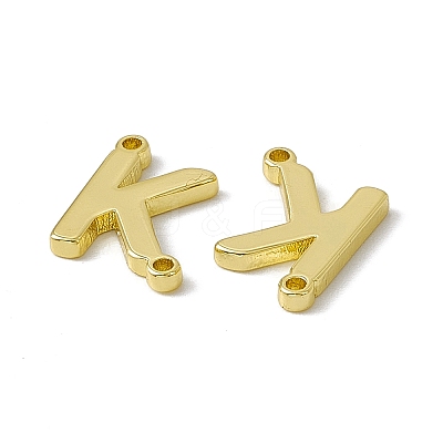 Rack Plating Brass Letter Connector Charms KK-C007-38G-K-1
