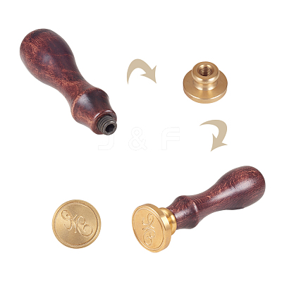 DIY Letter Scrapbook Brass Wax Seal Stamps and Wood Handle AJEW-P068-C03-1