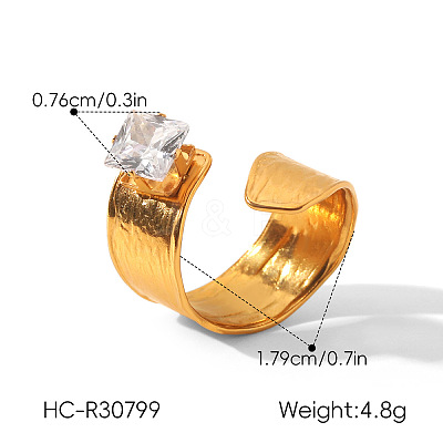 304 Stainless Steel Pave Clear Cubic Zirconia Cuff Open Rings for Women WG46FF3-01-1