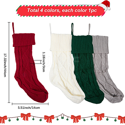 4Pcs 4 Colors Knitted Acrylic Fiber Hanging Stocking Bags AJEW-SP0004-04-1