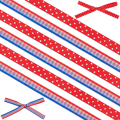 2 Rolls 2 Styles Independence Day Themes Polyester Ribbon OCOR-GF0004-50A-1