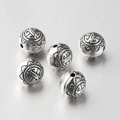 Tibetan Style Alloy Round Beads TIBEB-O004-43-1