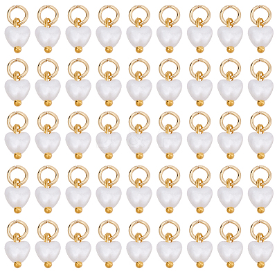 200Pcs Heart ABS Imitation Pearl Pendants PALLOY-BM00021-1