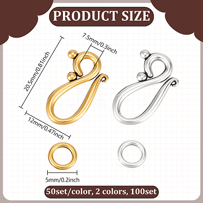 100 Sets 2 Colors Tibetan Style Hook and Eye Clasps FIND-PH0025-84-1