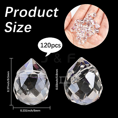 120Pcs Transparent Glass Beads GLAA-SP0001-42-1